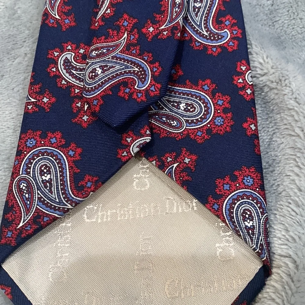 Christian Dior Navy Paisley‎ Silk Neckwear Tie